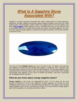 what is a sapphire stone associated with