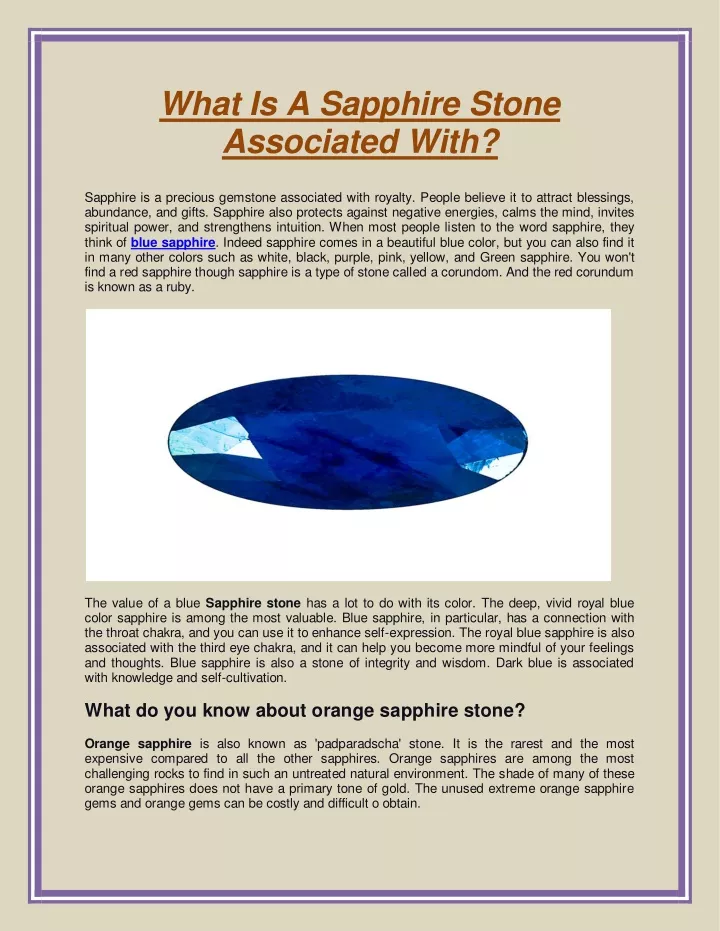 what is a sapphire stone associated with