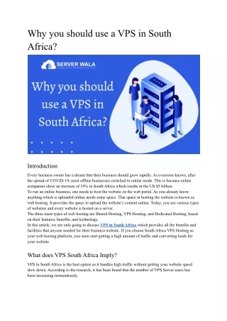 why you should use a vps in south africa