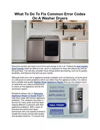 What To Do To Fix Common Error Codes On A Washer Dryers