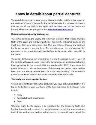know in details about partial dentures