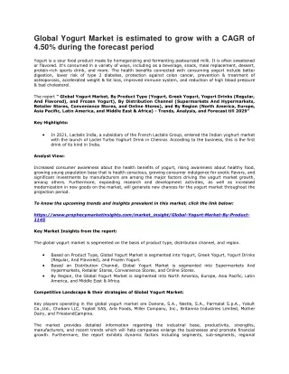 global yogurt market is estimated to grow with