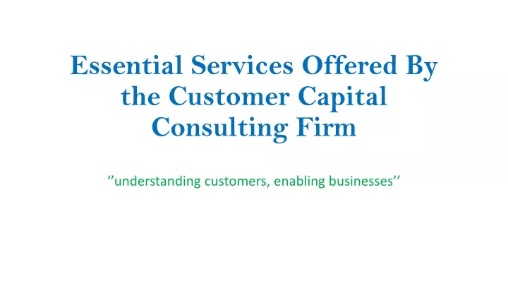essential services offered by the customer capital consulting firm