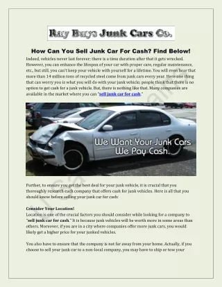 Sell Junk Cars For Cash Florida- cash4carsfl