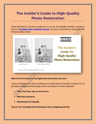 The Insider’s Guide To High-Quality Photo Restoration