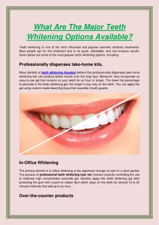 what are the major teeth whitening options