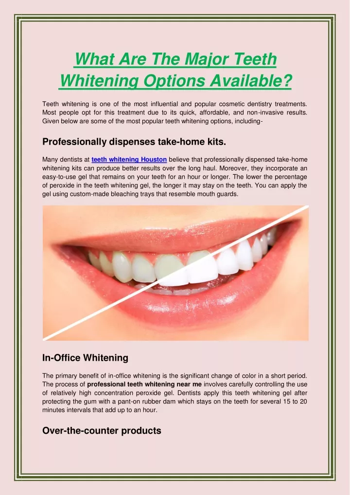 what are the major teeth whitening options