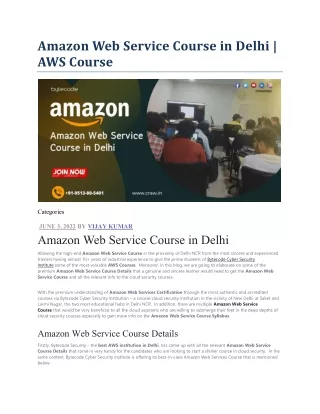 amazon web service course in delhi aws course
