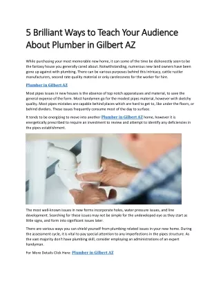 5 Brilliant Ways to Teach Your Audience About Plumber in Gilbert AZ