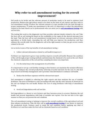 why refer to soil amendment testing