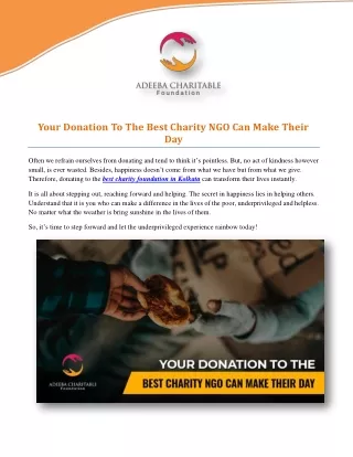 YOUR DONATION TO THE BEST CHARITY NGO CAN MAKE THEIR DAY