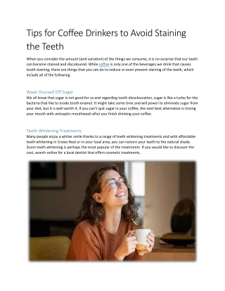 Tips for Coffee Drinkers to Avoid Staining the Teeth