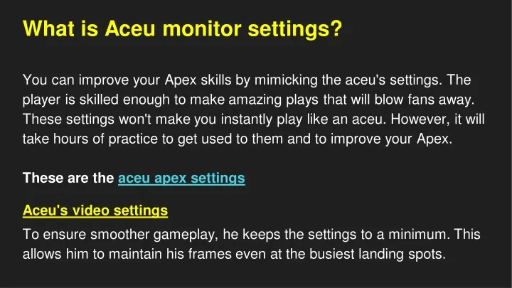 what is aceu monitor settings