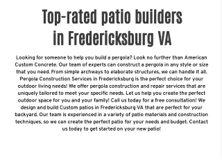 Top-rated patio builders in fredericksburg va