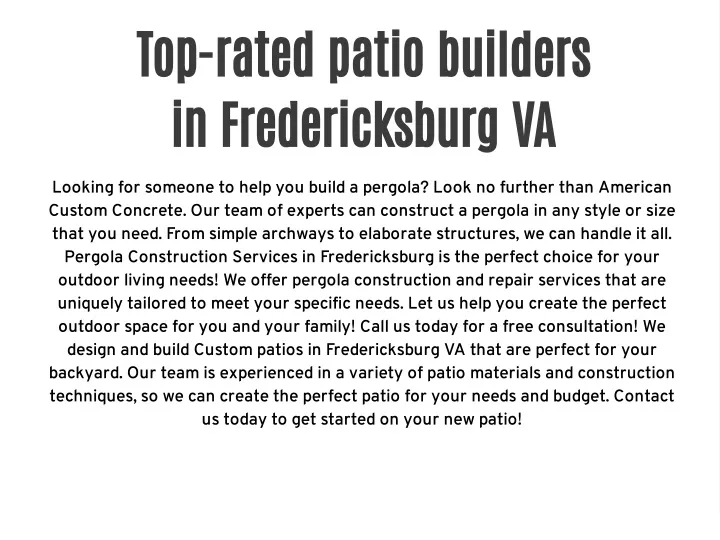 top rated patio builders in fredericksburg va