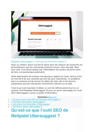 [Neilpatel Ubersuggest] C’est quoi et comment l’utiliser ?