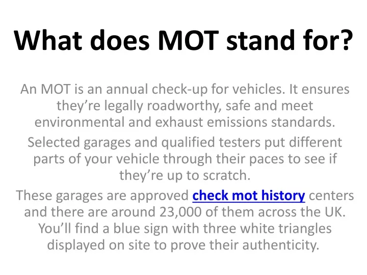 what does mot stand for