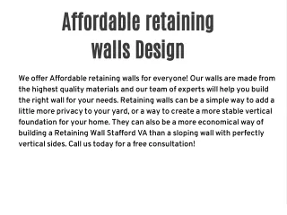 Affordable retaining walls Design
