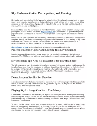 sky exchange guide participation and earning