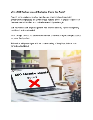 Which SEO Techniques and Strategies Should You Avoid