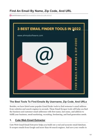 find an email by name zip code and url