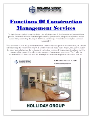 Functions Of Construction Management Services