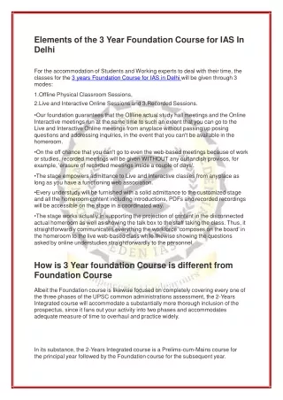 elements of the 3 year foundation course