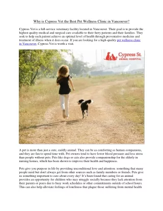 Why is Cypress Vet the Best Pet Wellness Clinic in Vancouver