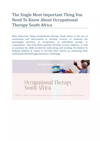The Single Most Important Thing You Need To Know About Occupational Therapy South Africa (1)