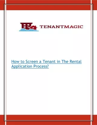 how to screen a tenant in the rental application