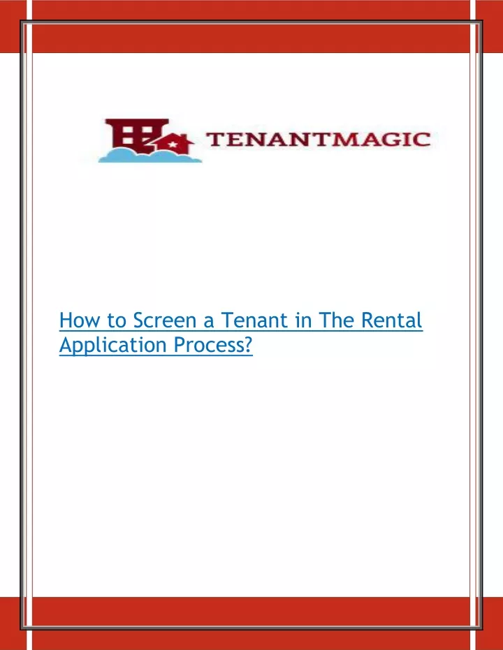 how to screen a tenant in the rental application