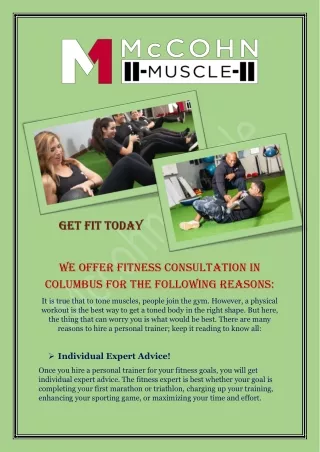 Why should you choose Fitness Consultation in Columbus?