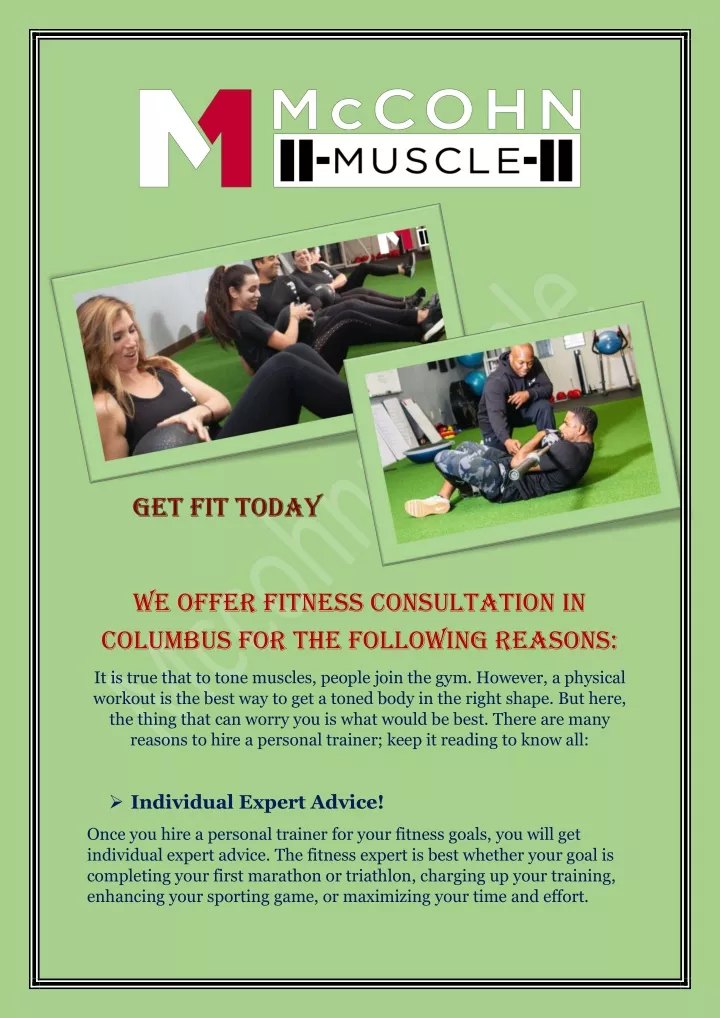 we offer fitness consultation in columbus