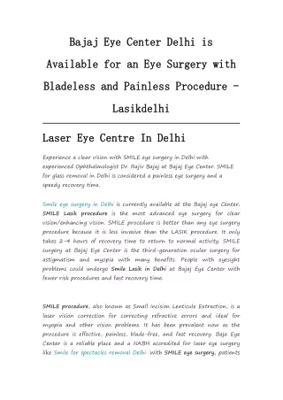 Laser Eye Centre In Delhi - Removemypain