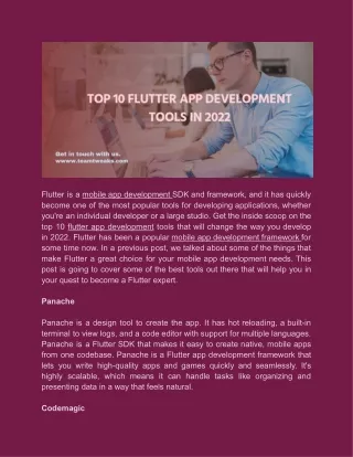 Top 10 flutter app development tools in 2022