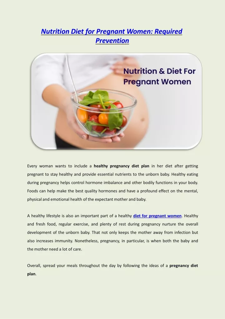 nutrition diet for pregnant women required