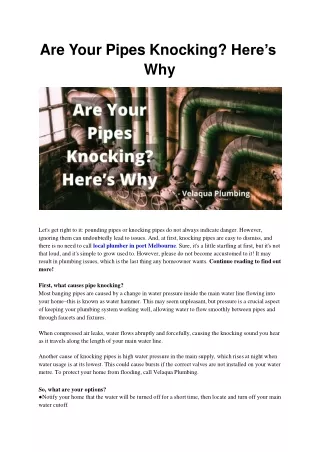 are your pipes knocking here s why