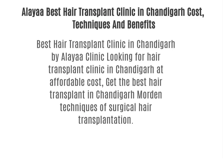 alayaa best hair transplant clinic in chandigarh