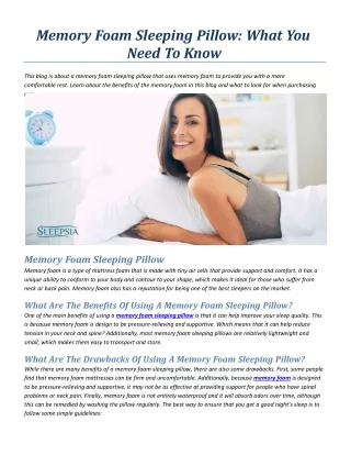 memory foam sleeping pillow what you need to know