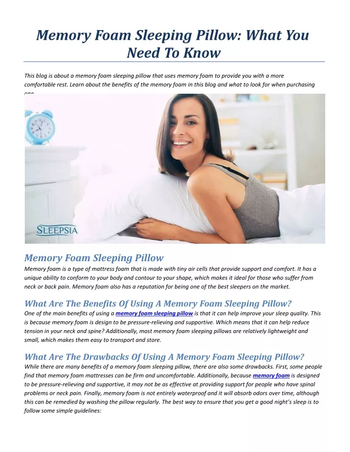 memory foam sleeping pillow what you need to know