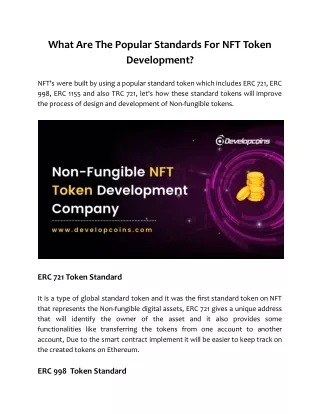 what are the popular standards for nft token