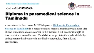 Diploma in paramedical science in Tamilnadu