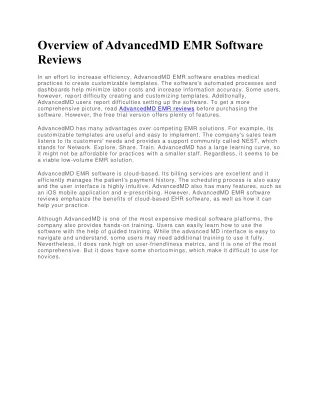 overview of advancedmd emr software reviews