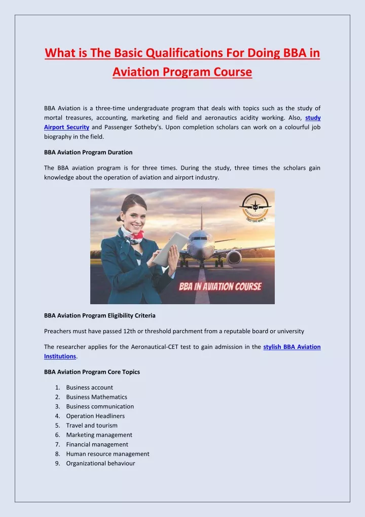 PPT - What Is The Basic Qualifications For Doing BBA In Aviation ...