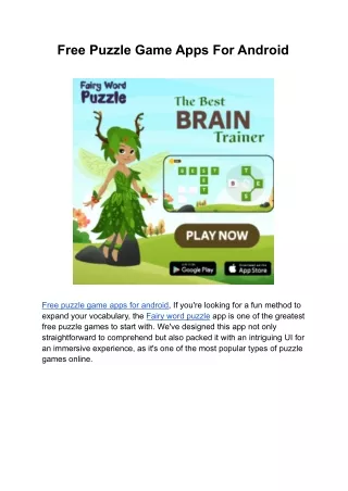 Free Puzzle Game Apps For Android