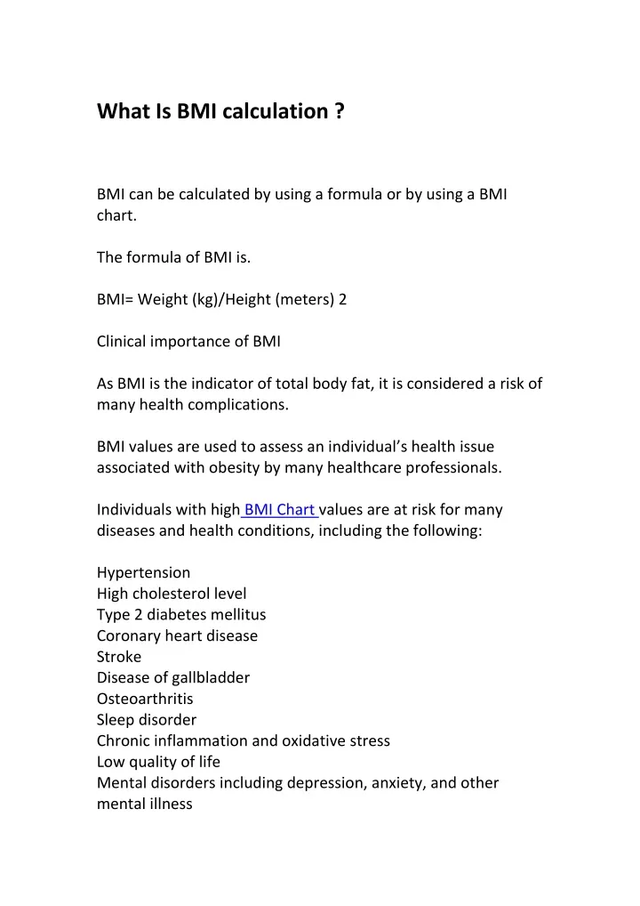 what is bmi calculation