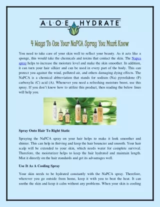 4 ways to use your napca spray you must know