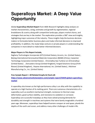 Superalloys Market A Deep Value Opportunity