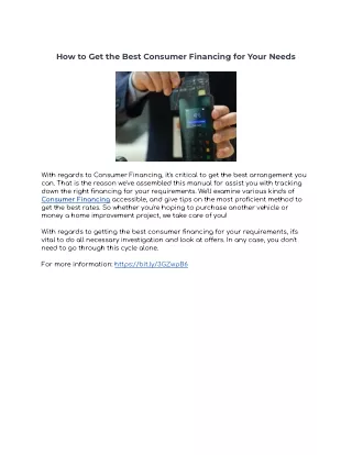how to get the best consumer financing for your