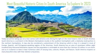 Most Beautiful Historic Cities In South America To Explore In 2023